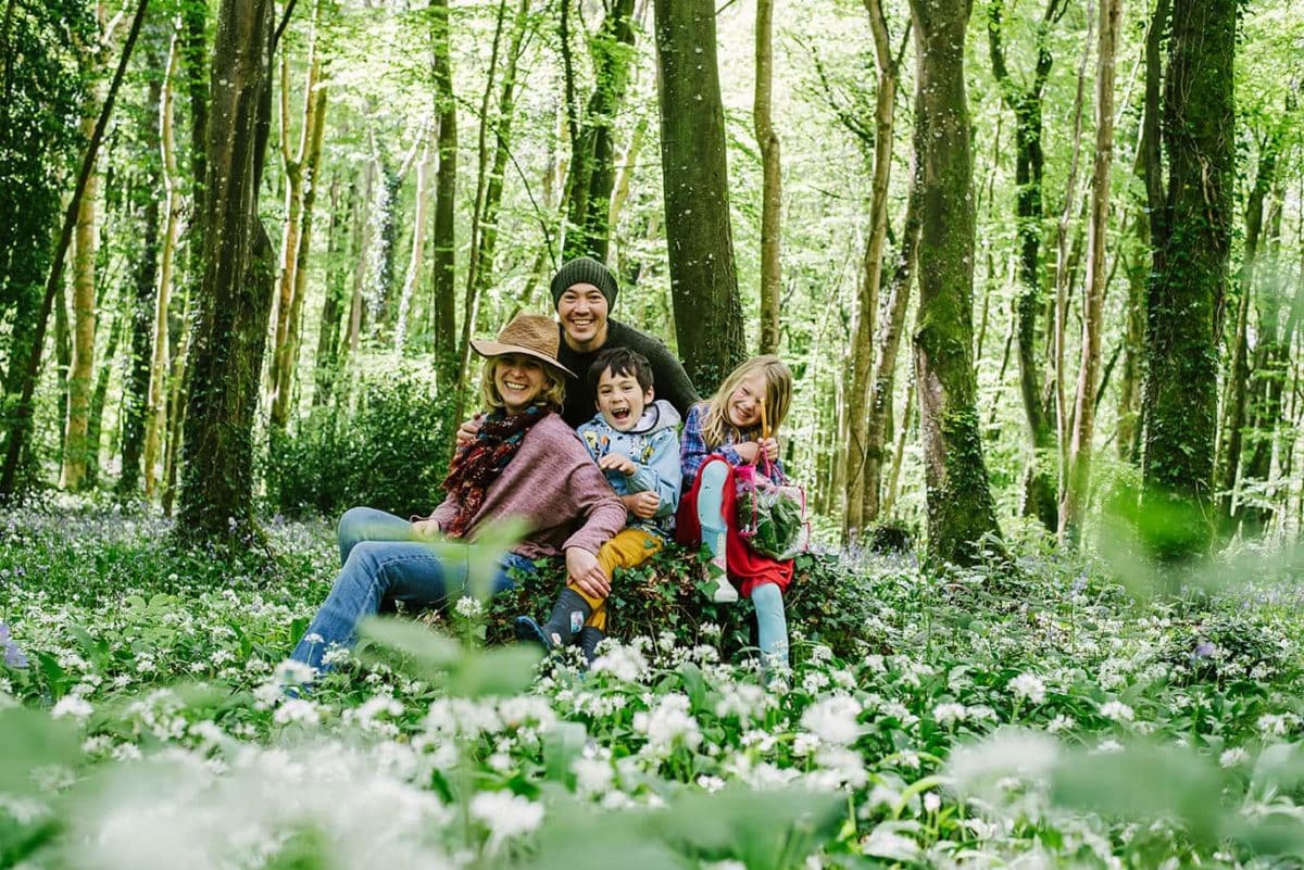 A family portrait in the woods in Ireland
