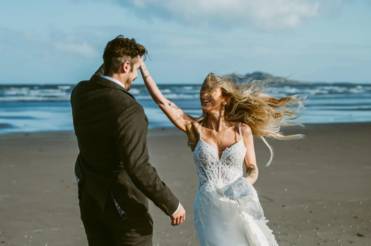 Beach wedding photography at Portmarnock Hotel in Ireland.