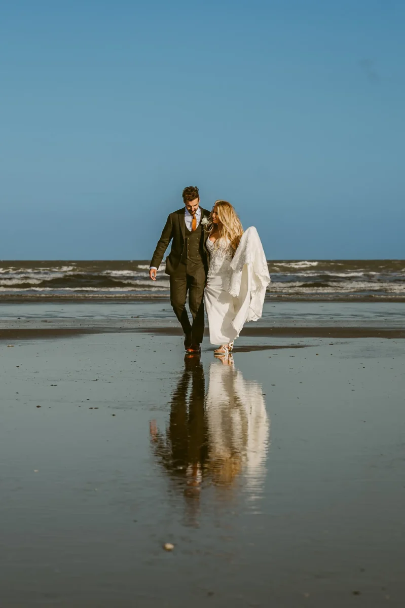 Beach wedding photography at Portmarnock Hotel in Ireland.